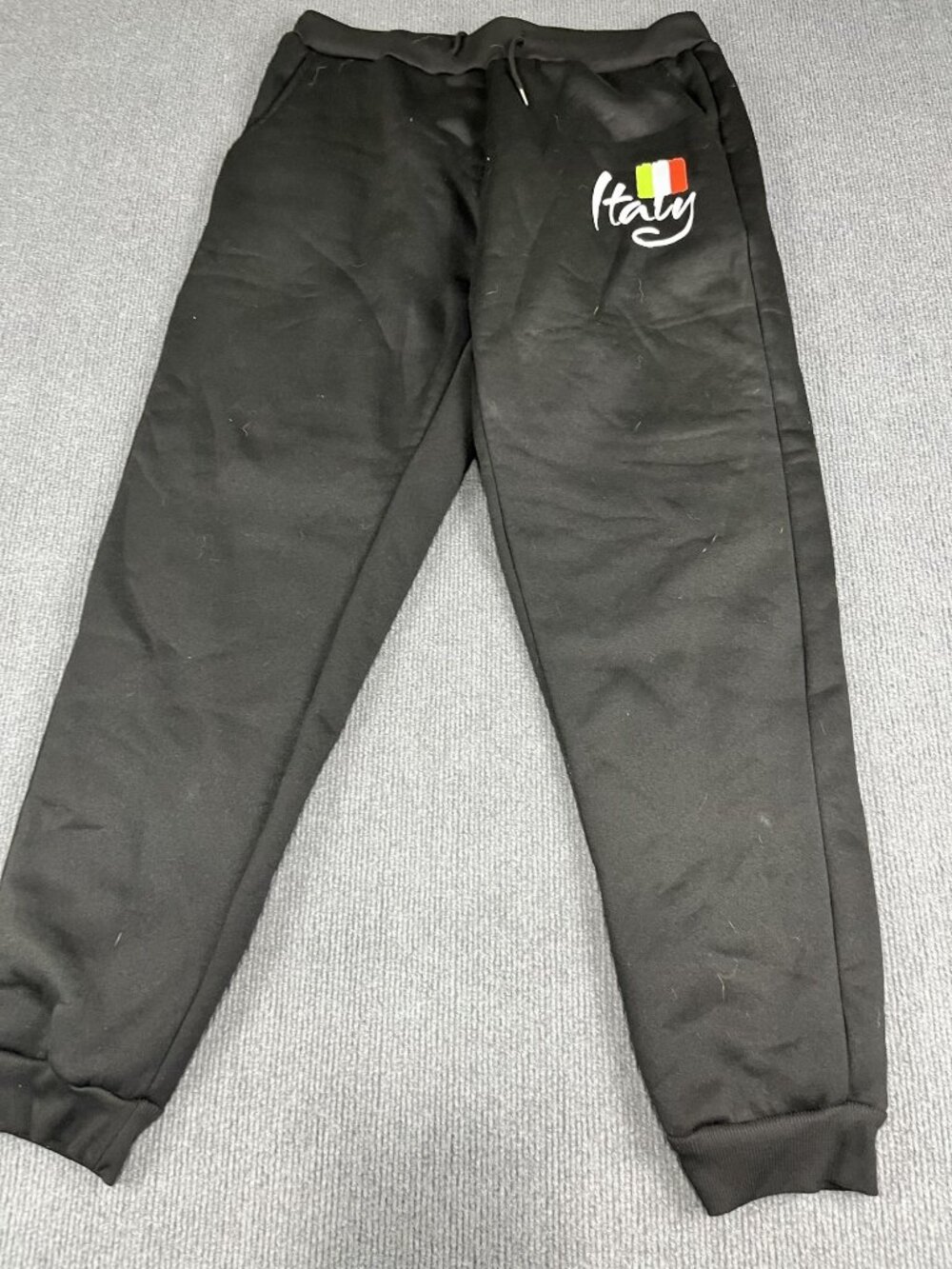Italy Black Joggers Sweatpants XXL Elastic Waistband Mens